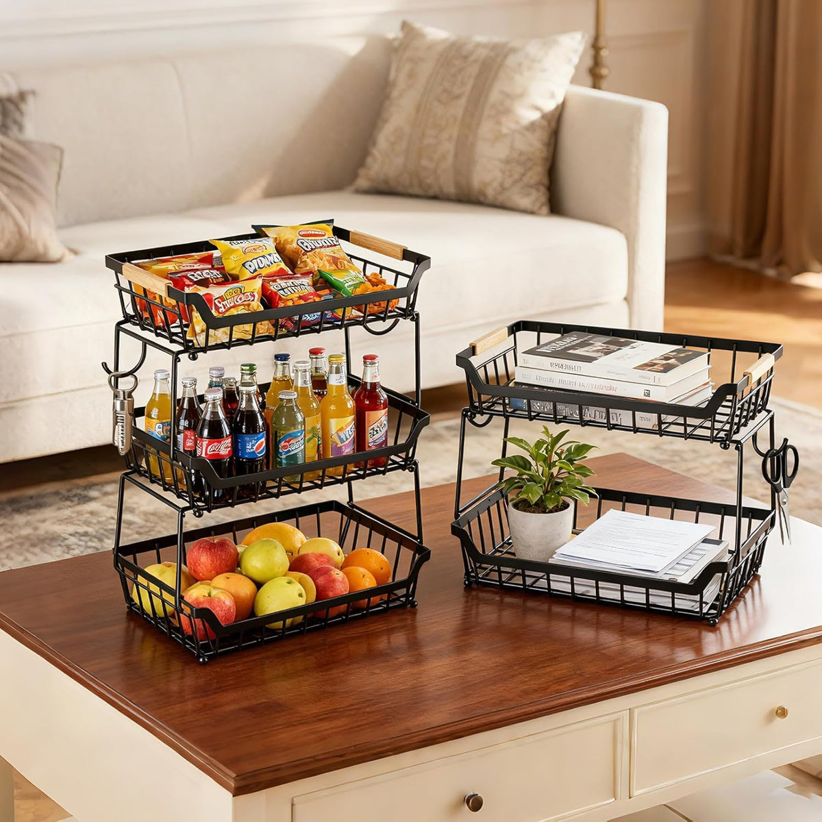 3 Tier Fruit Basket with 2 Banana Hangers A19759