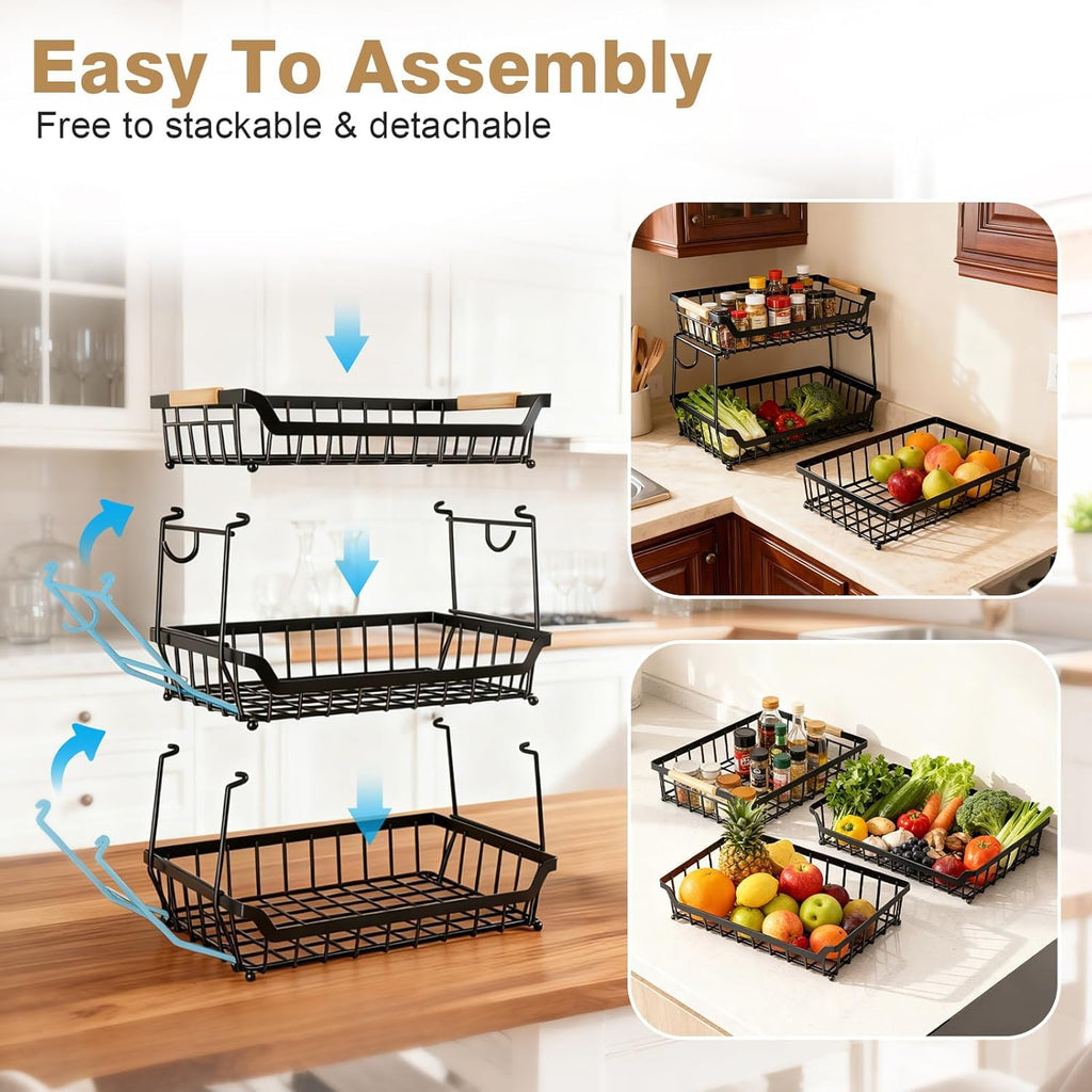 3 Tier Fruit Basket with 2 Banana Hangers A19759