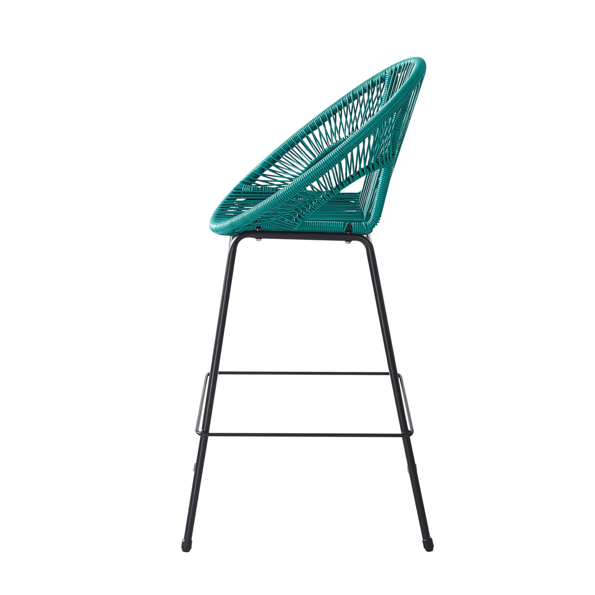 Teal Faux Wicker Outdoor Bar Stool, Set of 2 E97142