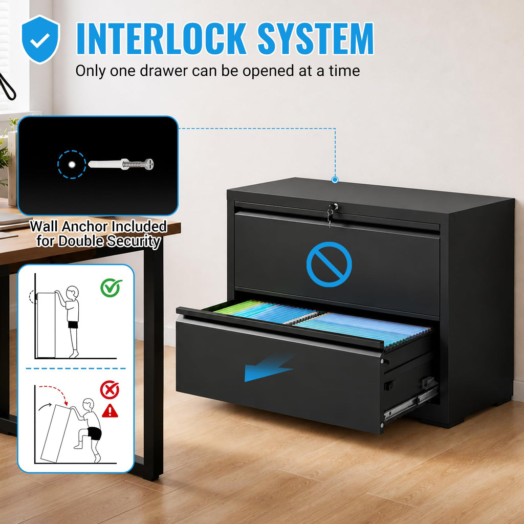 2 Drawer Metal File Cabinet with Lock G98187