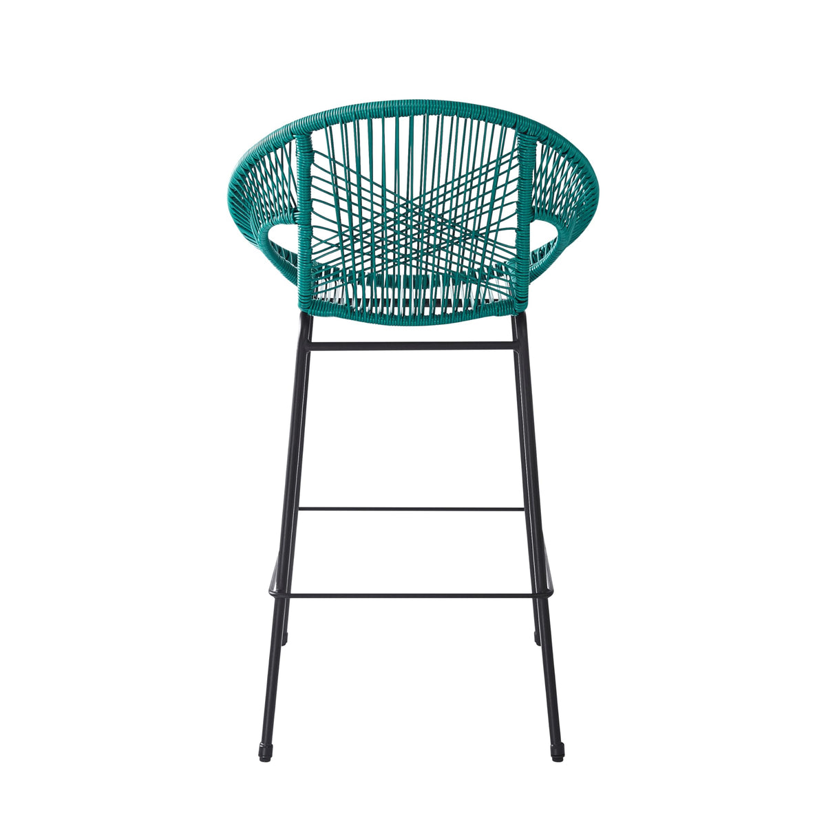 Teal Faux Wicker Outdoor Bar Stool, Set of 2 E97142