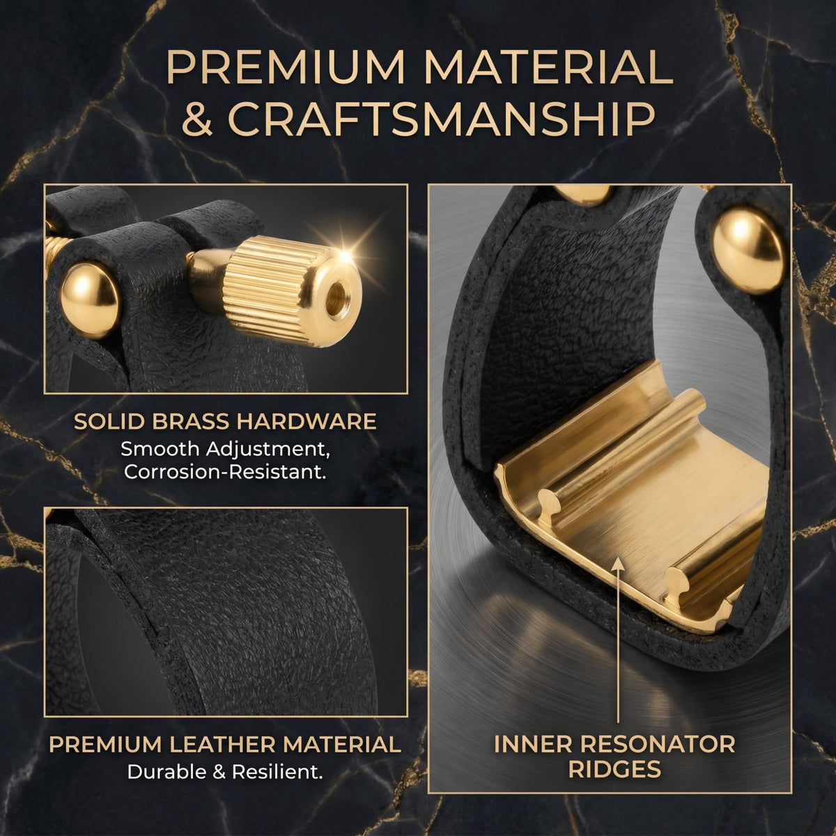 Adjustable Single-Screw Leather Alto Saxophone Ligature T731161