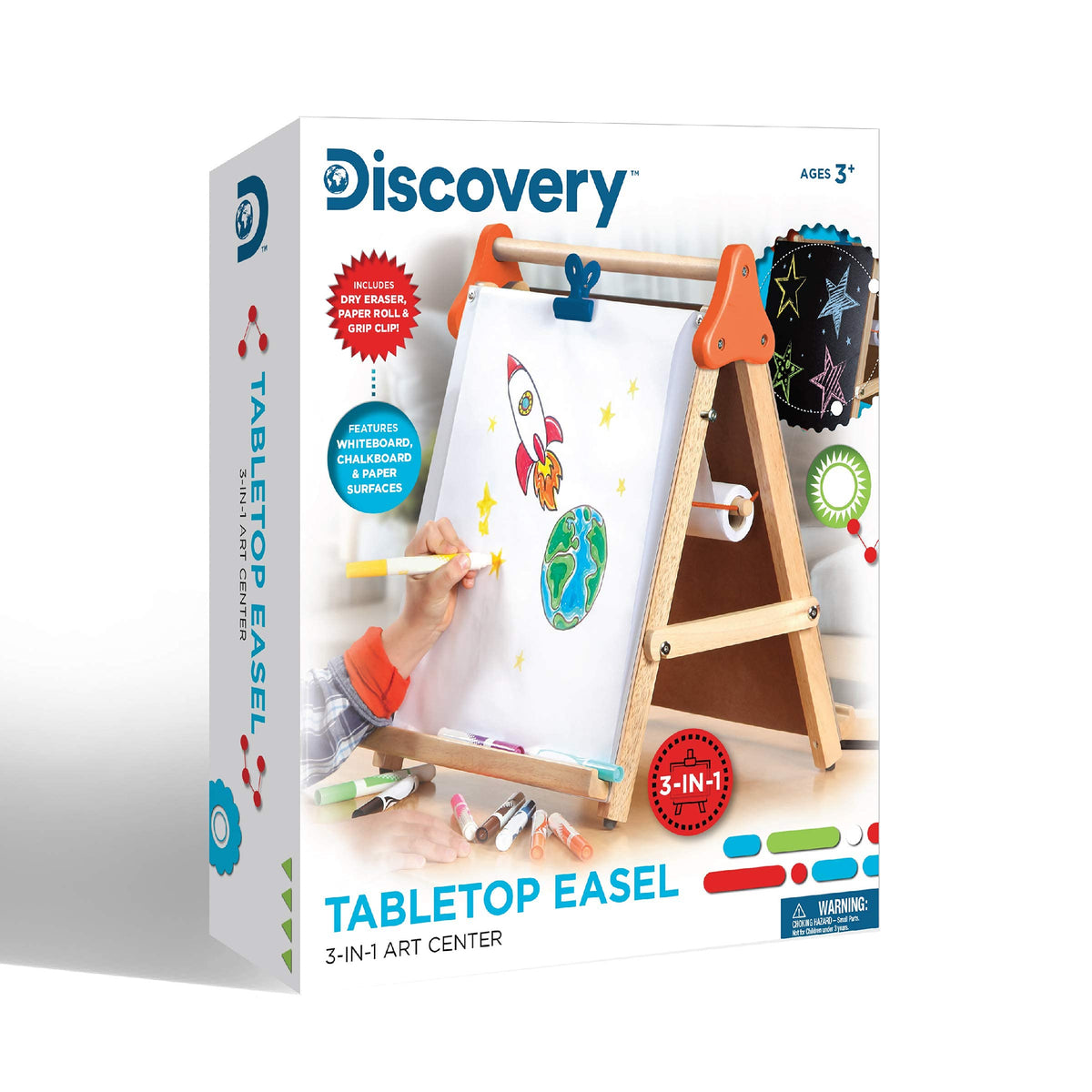 3-in-1 Tabletop Dry Erase Chalkboard Art Easel with Paper Roll N1521