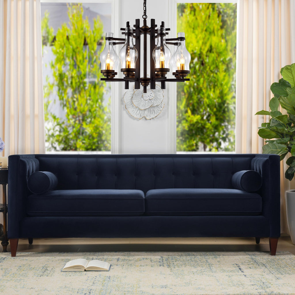 Dark Navy Blue Performance Velvet Tufted Sofa P76790