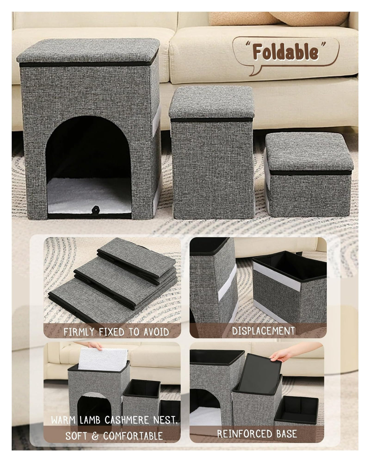Folding Pet Stairs with Storage Box U426