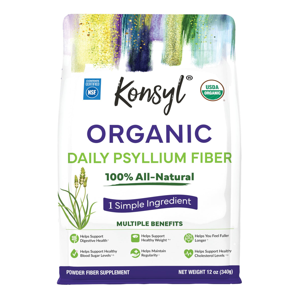 Organic Psyllium Husk Powder 12oz Unflavored Fiber Supplement E477381