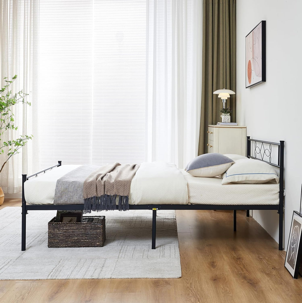 14" Full Size Metal Platform Bed Frame with Headboard N8414