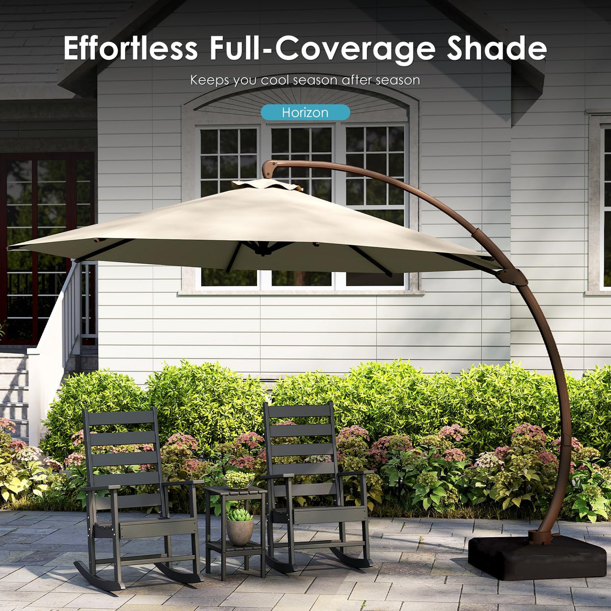 11-FT Patio Offset Cantilever Umbrella with Base H4641