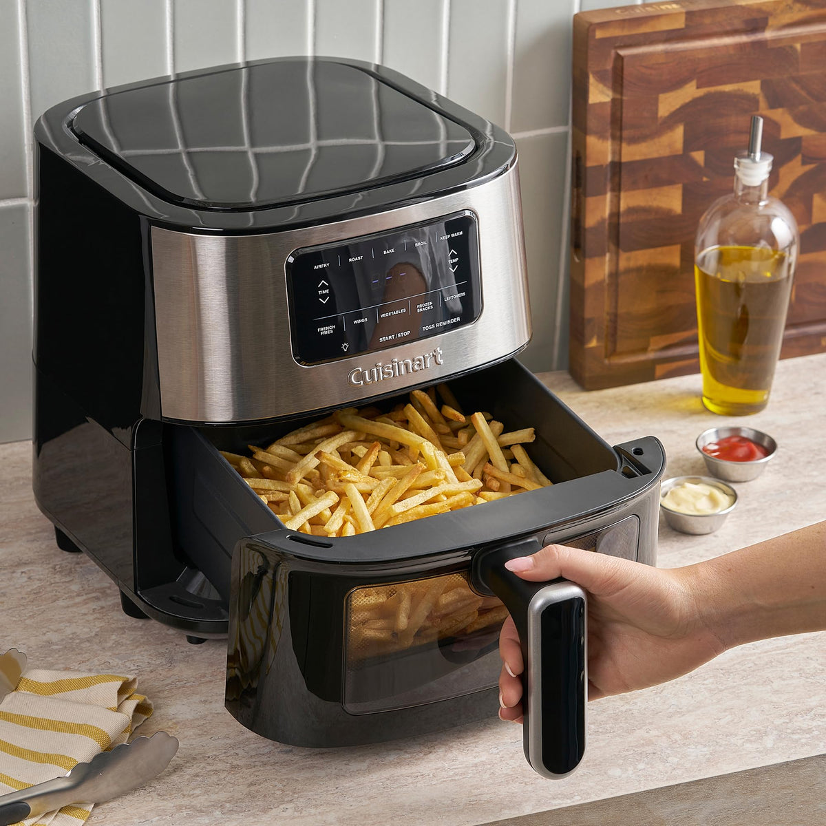 6-Quart Air Fryer with 5 Cooking Functions, Stainless Steel & Black L78831