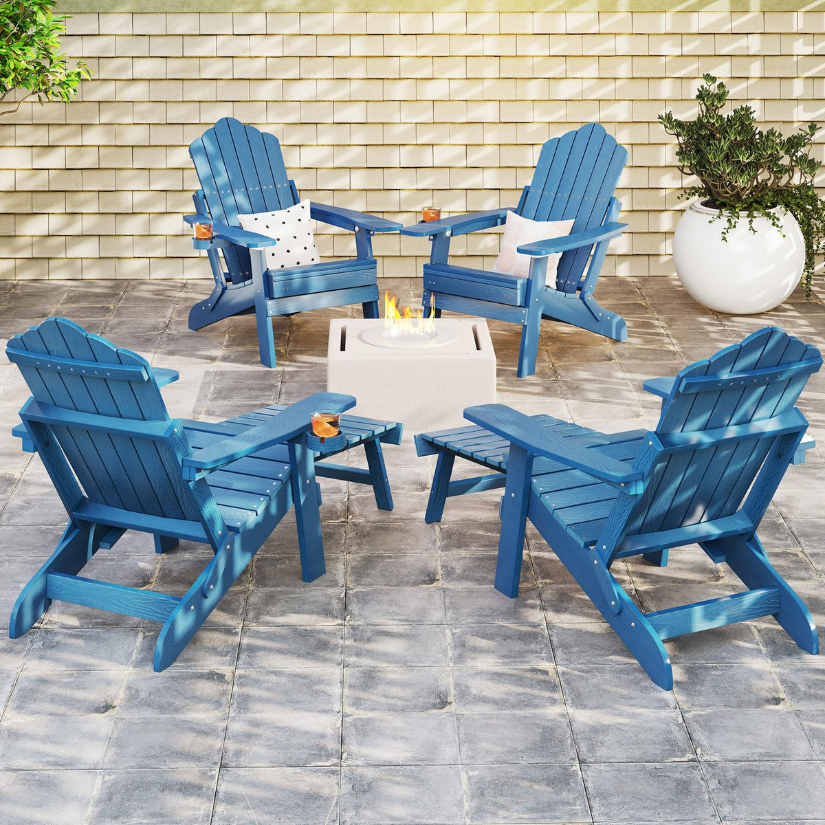 Folding Adirondack Chair with Adjustable Backrest and Ottoman Y17515