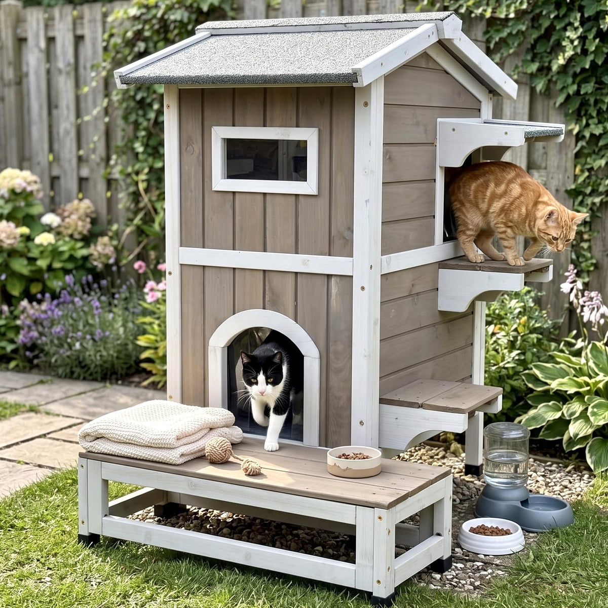 2-Story Insulated Outdoor Cat House V655
