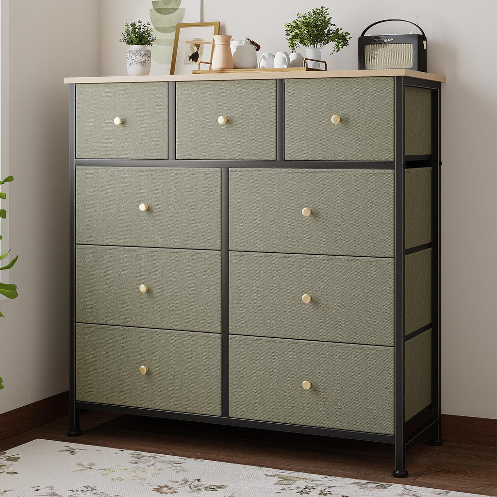 Fabric 9 Drawers Dresser Q6026