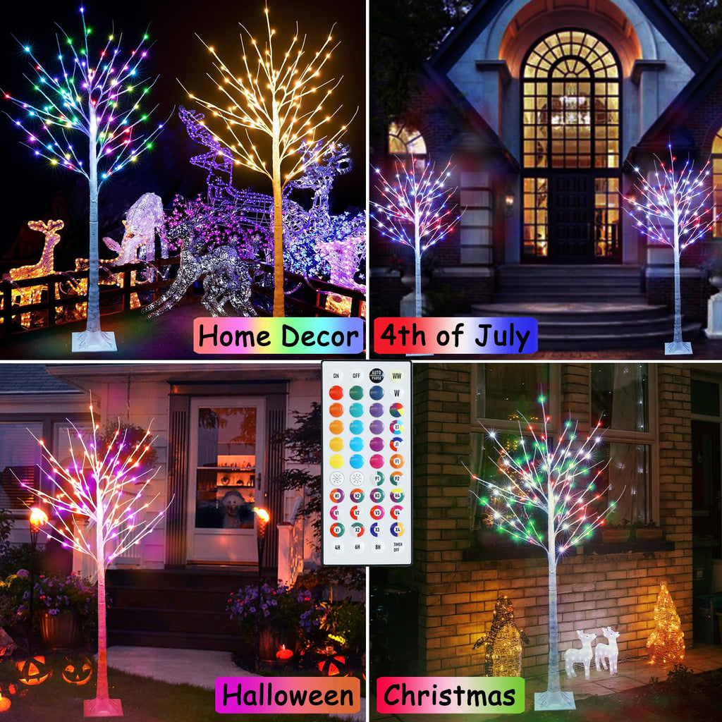 5 ft RGB Lighted Birch Tree N315