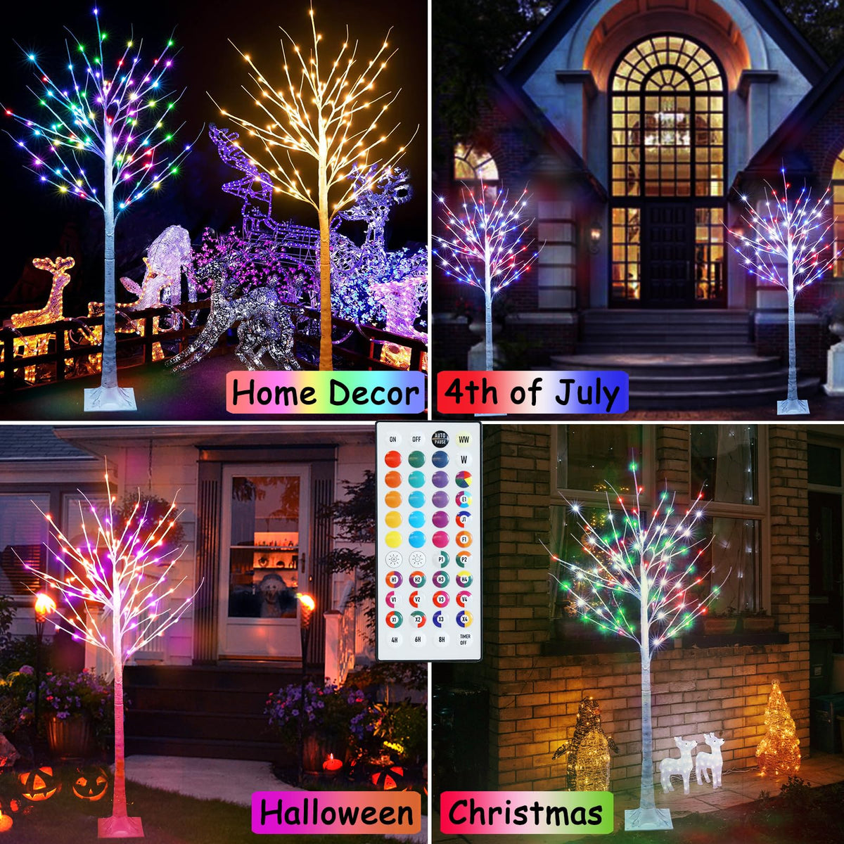 5 ft RGB Lighted Birch Tree N315