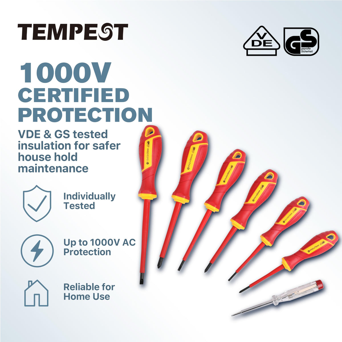 7 Piece VDE Insulated Screwdriver Set with Voltage Tester G7966