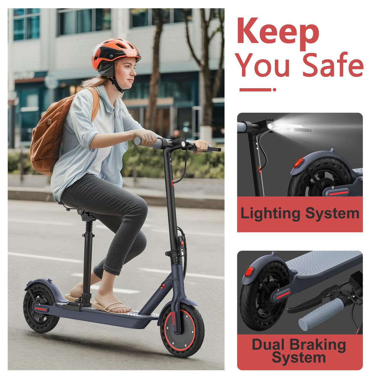 Electric Scooter with 350W/500W Motor, 19-20 MPH, Foldable C874952