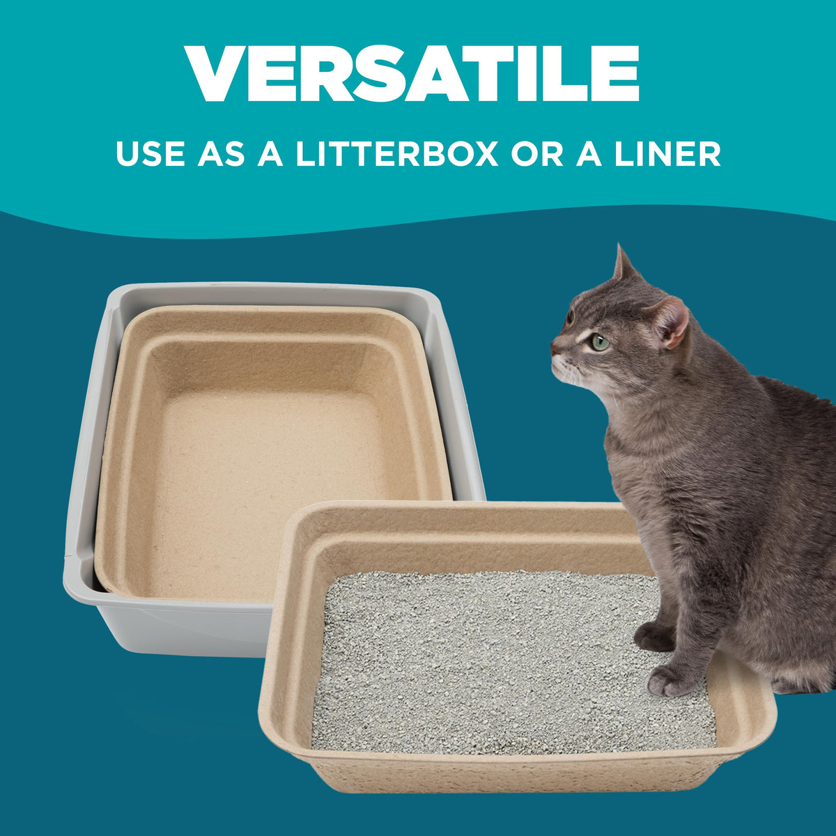 Disposable Cat Litter Box 5-Pack Large Biodegradable Recycled Pulp A53339