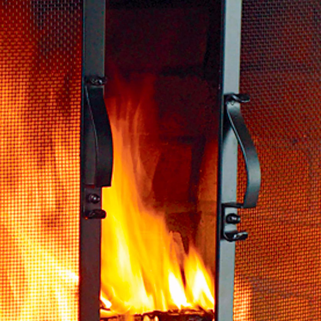 Black Metal Fireplace Screen with Hinged Doors E3846