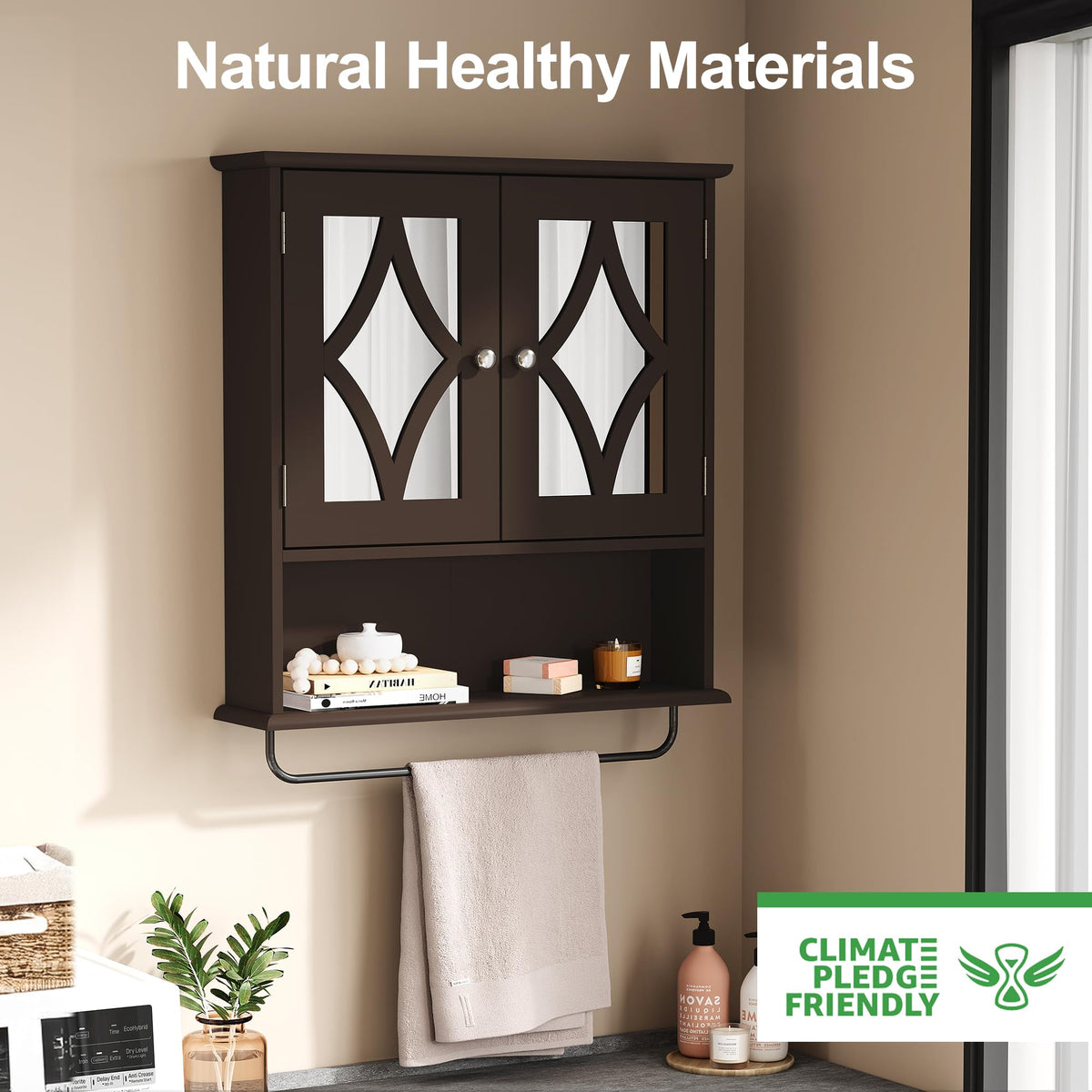 Wall Mounted Bathroom Medicine Cabinet with Towel Rack 22x25 inch P371348