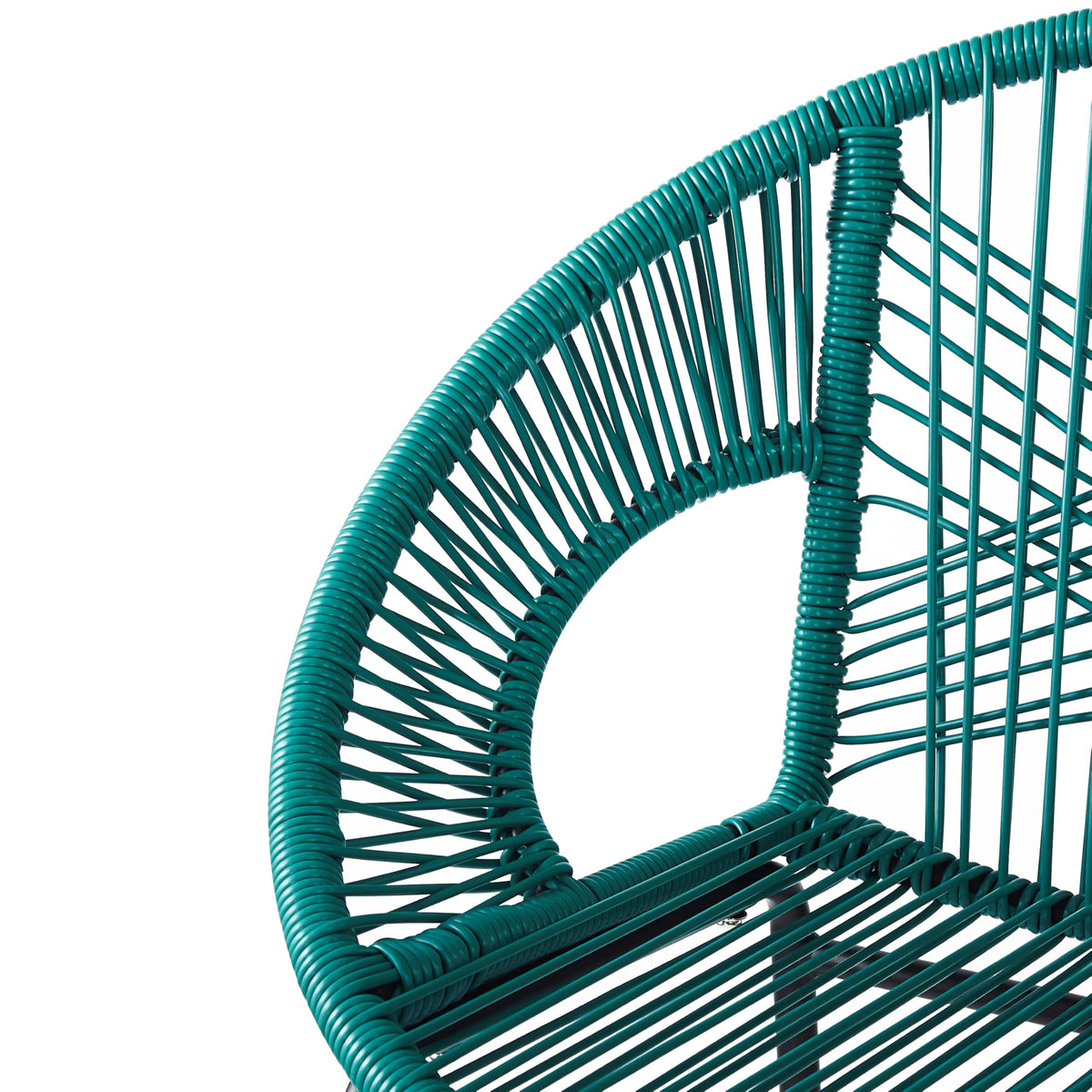 Teal Faux Wicker Outdoor Bar Stool, Set of 2 E97142