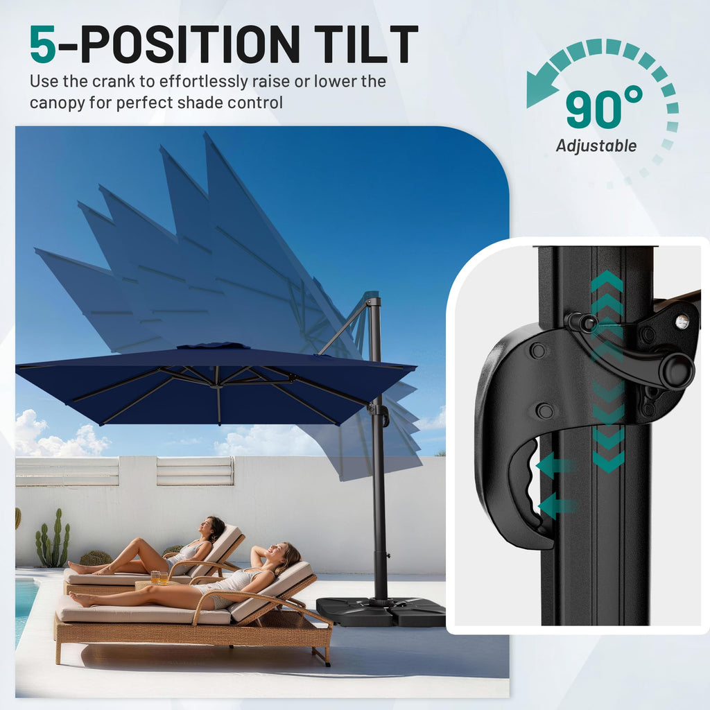 10 X 13 FT Cantilever Umbrella with 360-Degree Rotation I230157