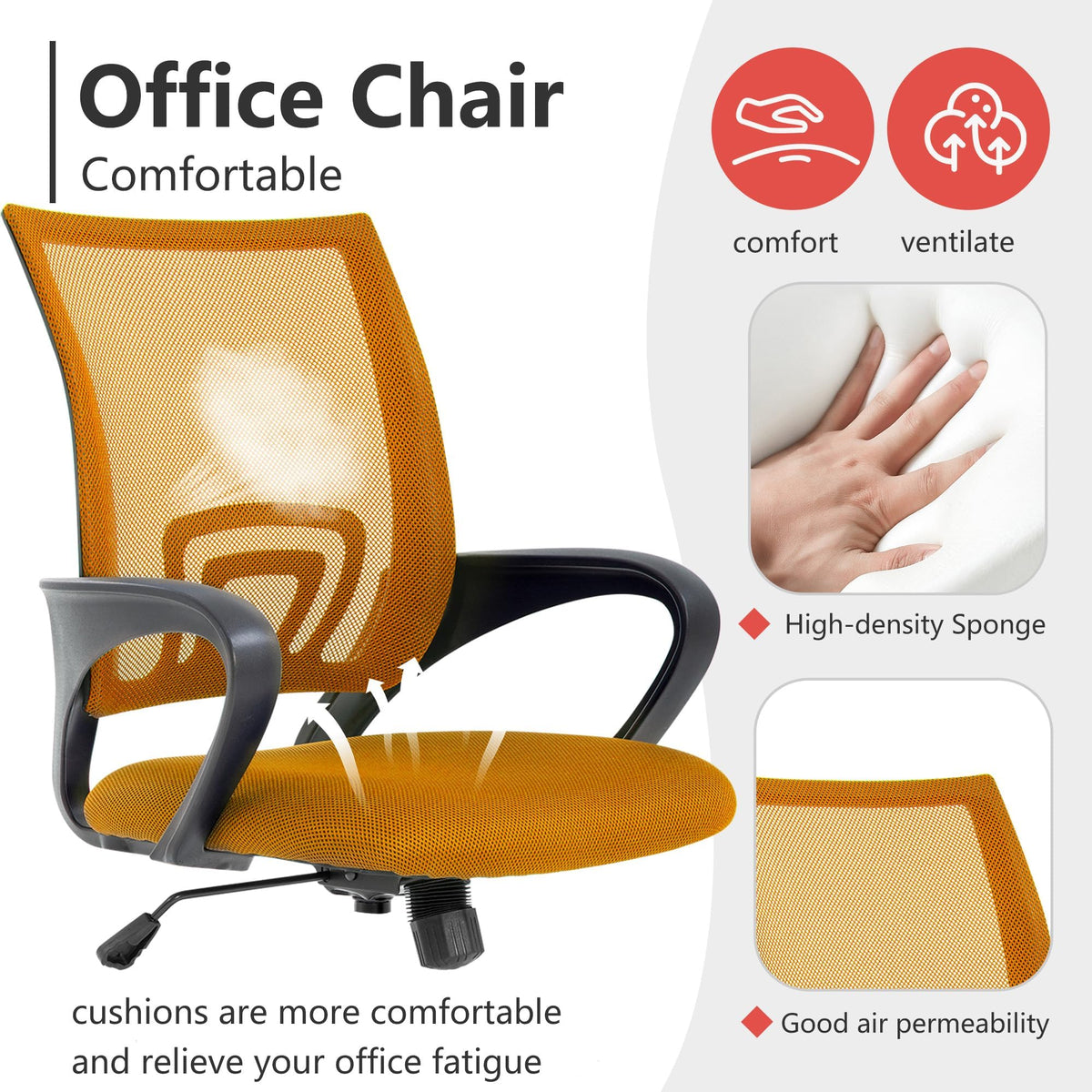 Orange Mesh Ergonomic Office Chair K559323