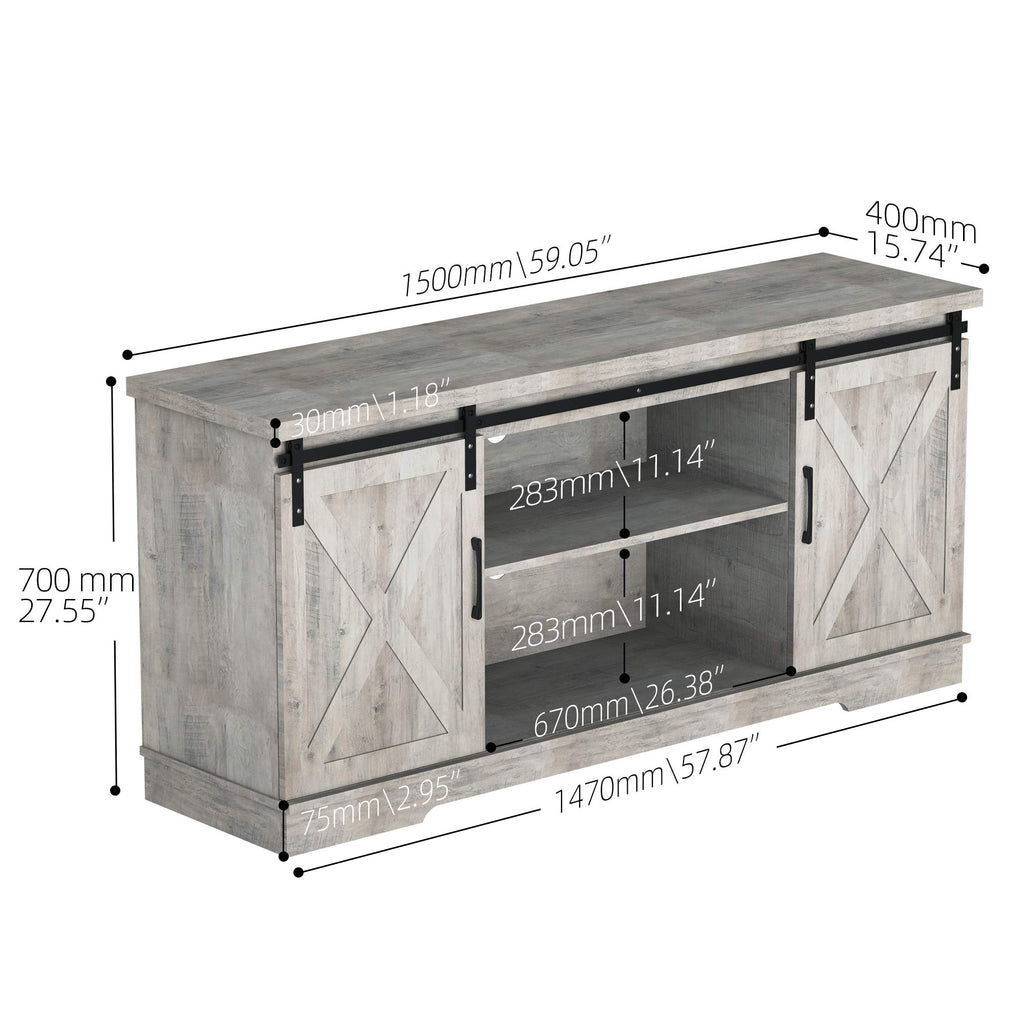 65 Inch Oak TV Stand with Storage Cabinet H53289