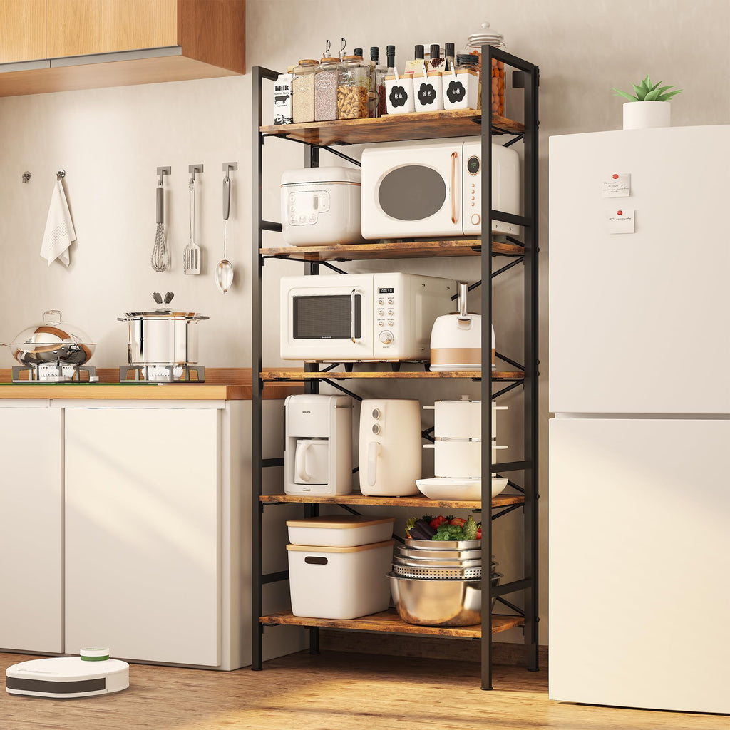 Folding 5 Tier Bookcase with X-Bracket Design L958