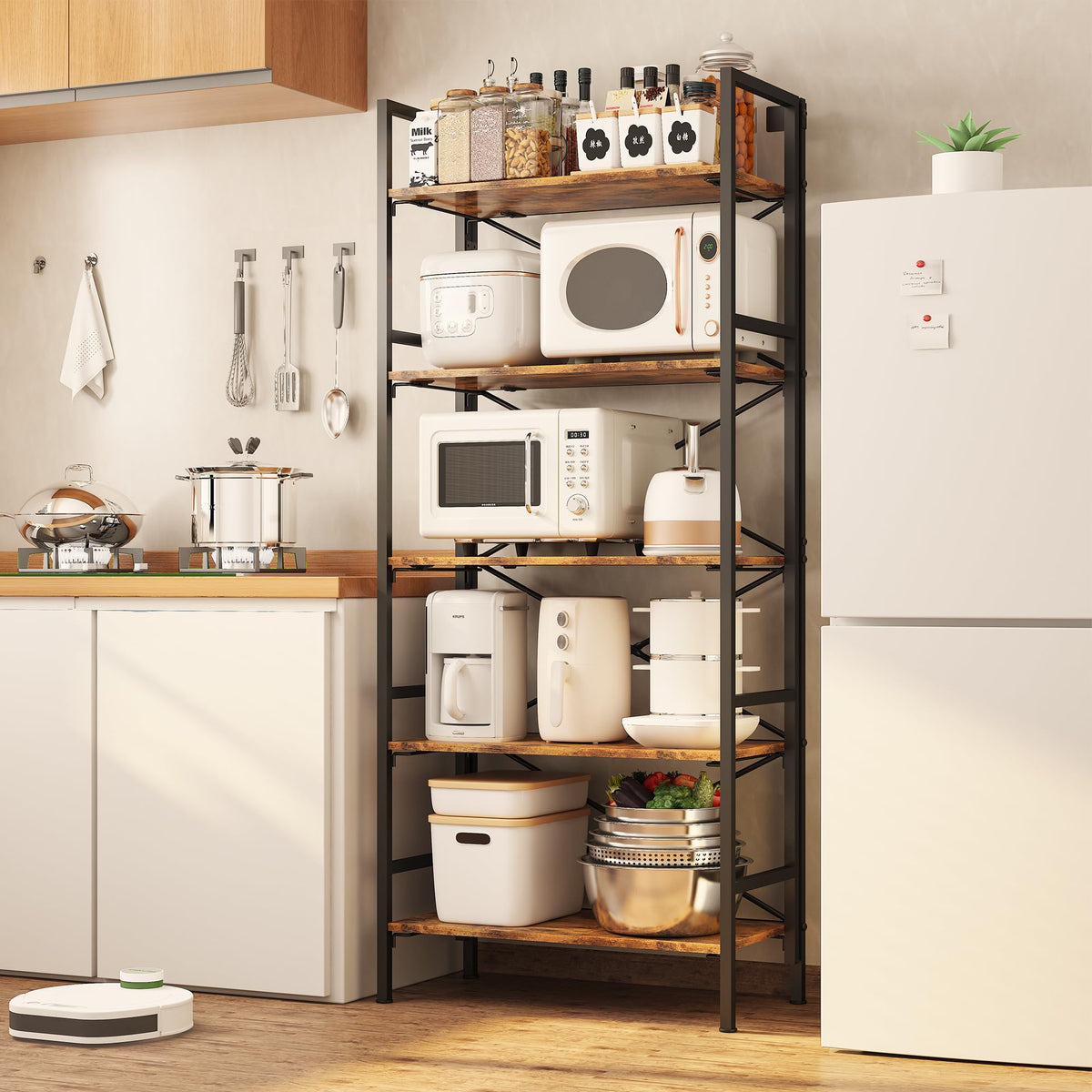 Folding 5 Tier Bookcase with X-Bracket Design L958