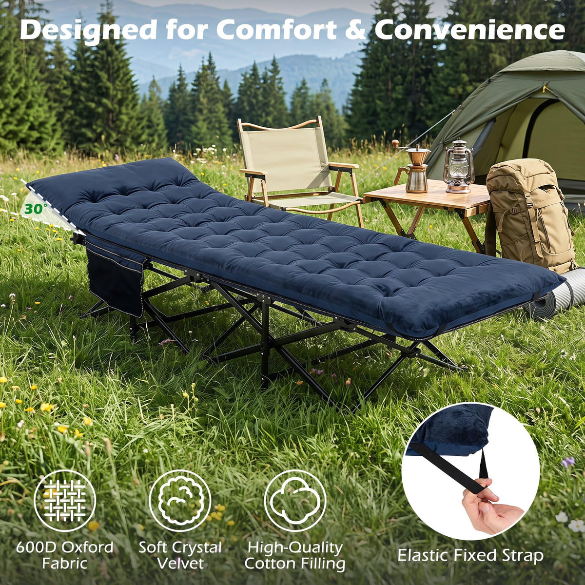 Camping Cot with Padded Mat H935475