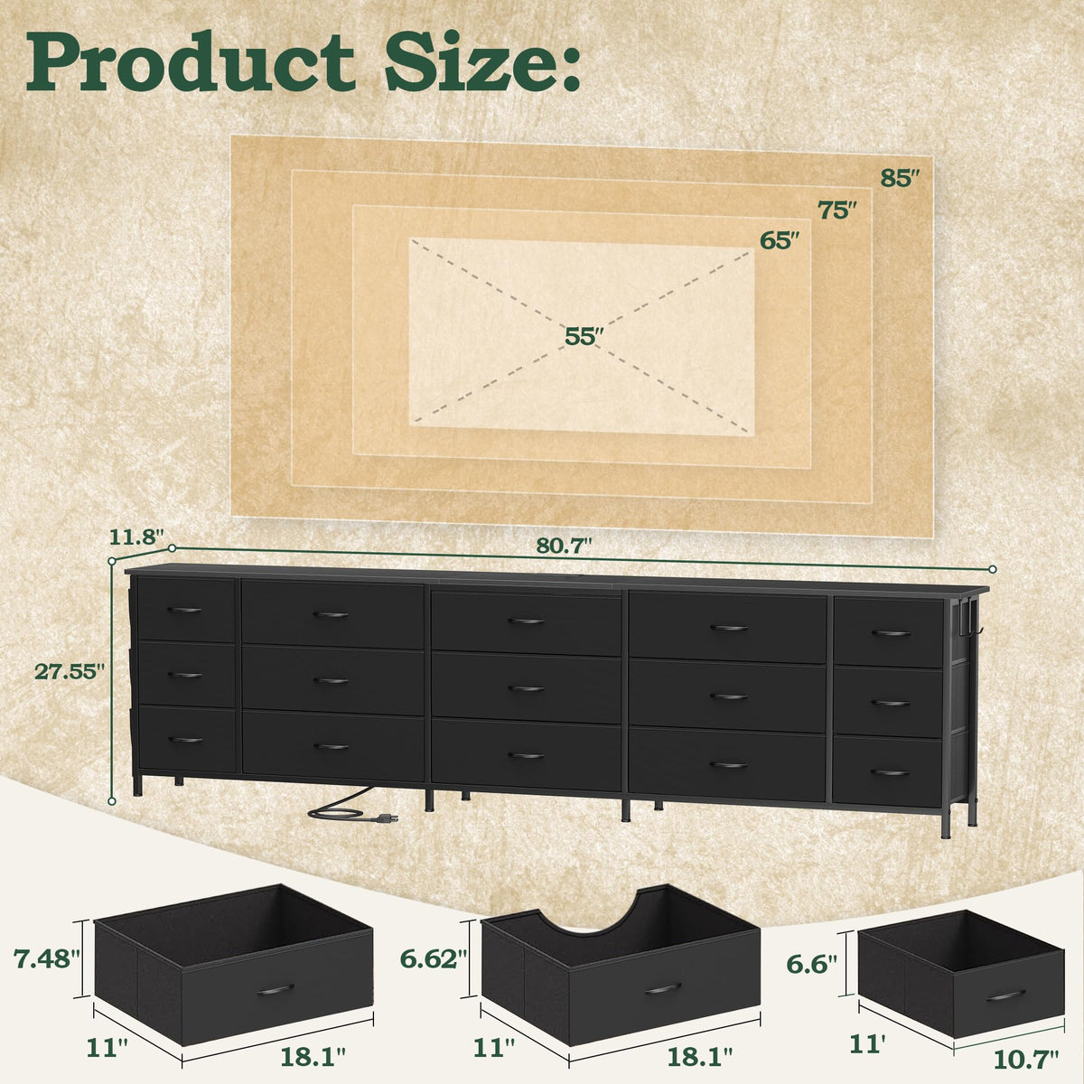 80.7" 15 Drawer Long Dresser N576
