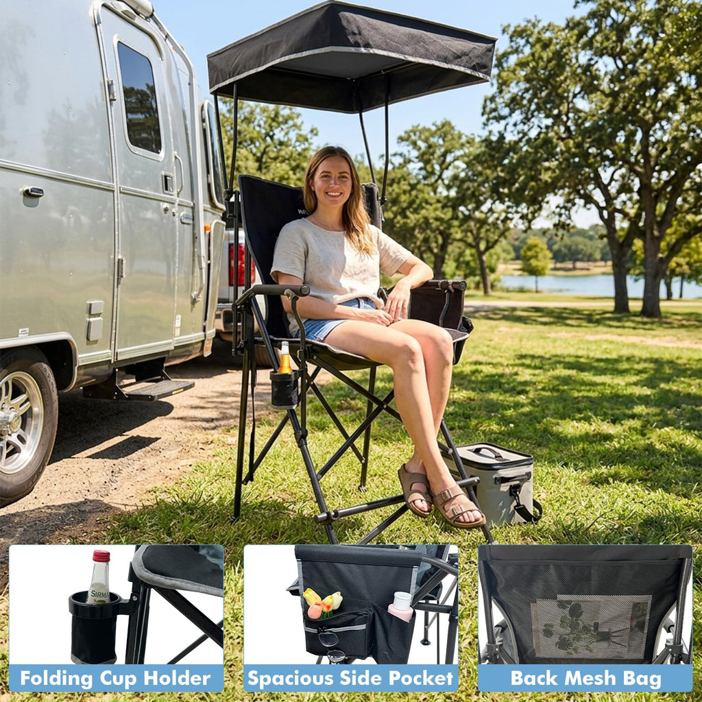 Oversized Folding Director Chair with Canopy and Footrest B4925