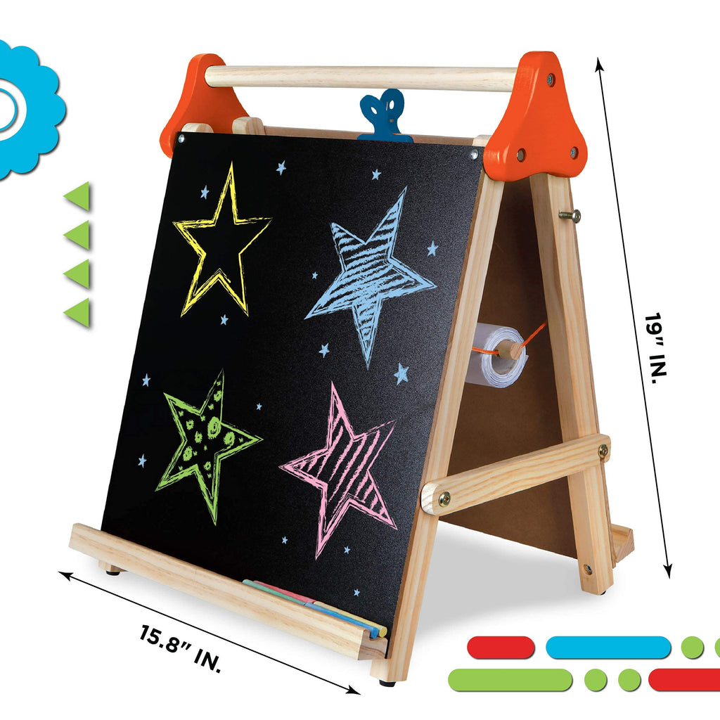3-in-1 Tabletop Dry Erase Chalkboard Art Easel with Paper Roll N1521