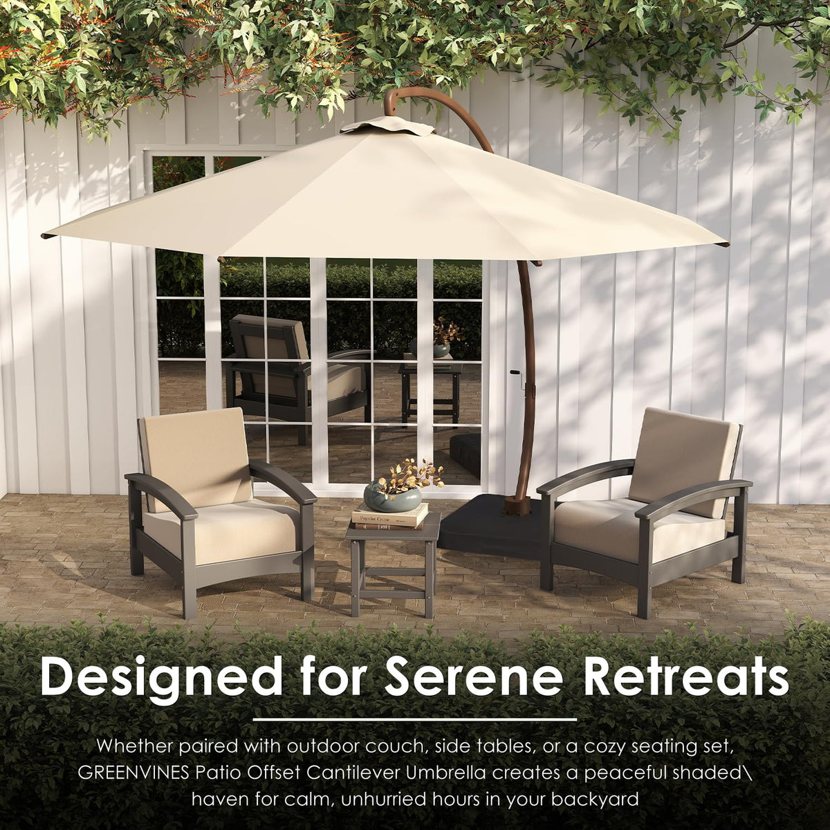 11-FT Patio Offset Cantilever Umbrella with Base H4641