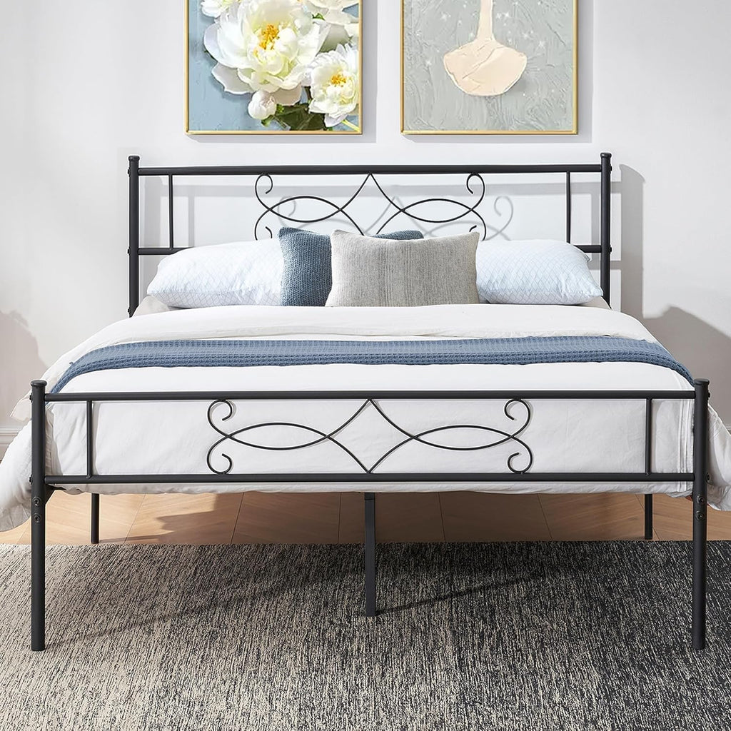 14" Full Size Metal Platform Bed Frame with Headboard N8414
