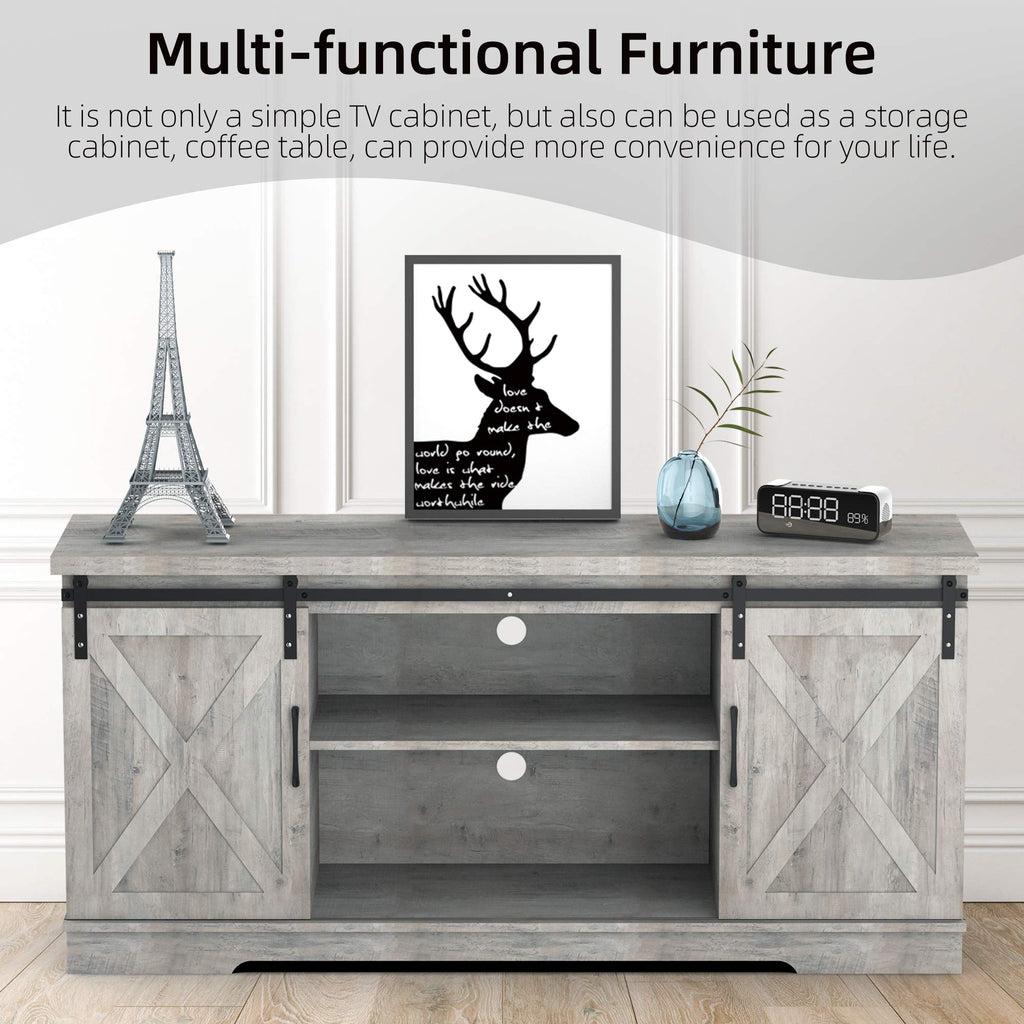 65 Inch Oak TV Stand with Storage Cabinet H53289