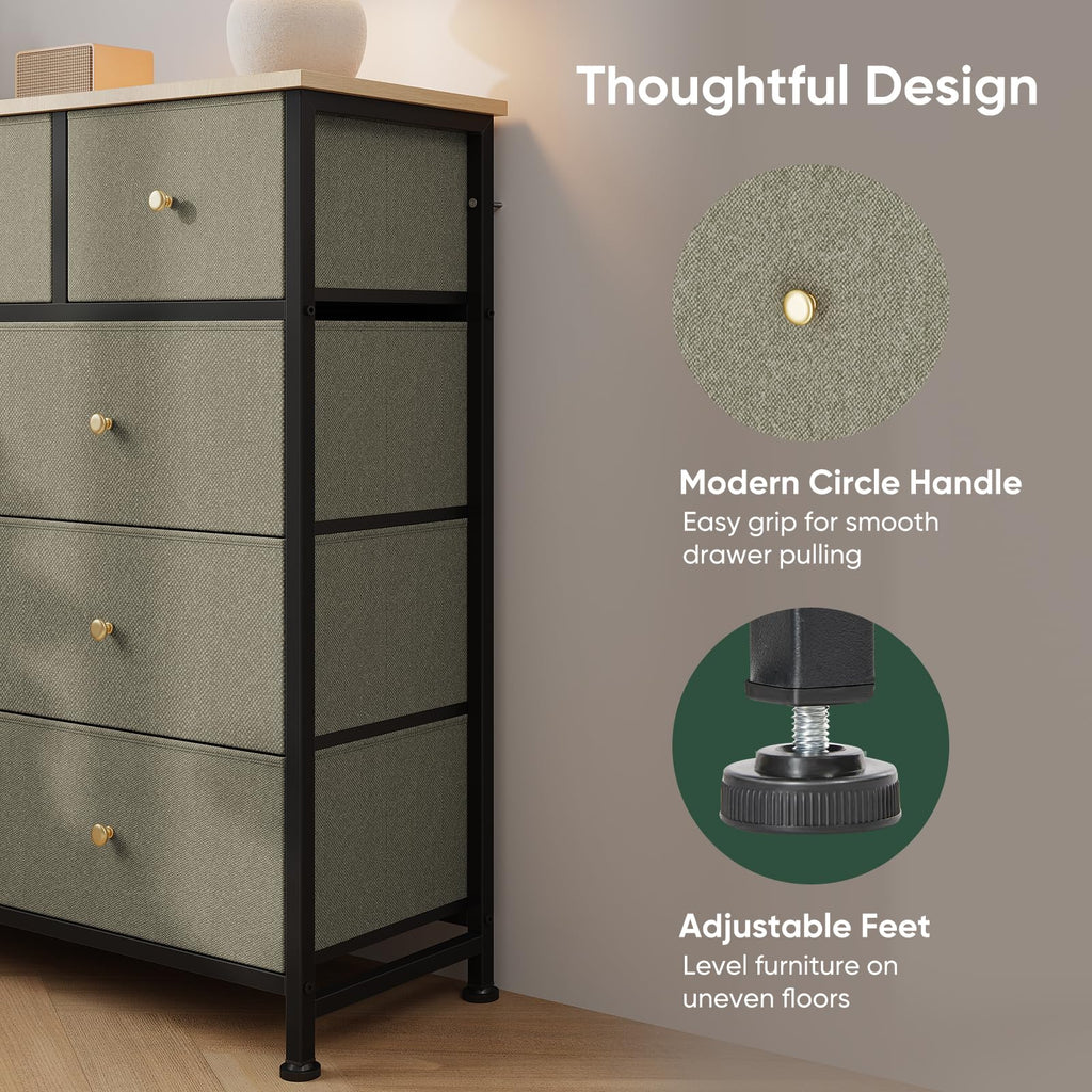 Fabric 9 Drawers Dresser Q6026