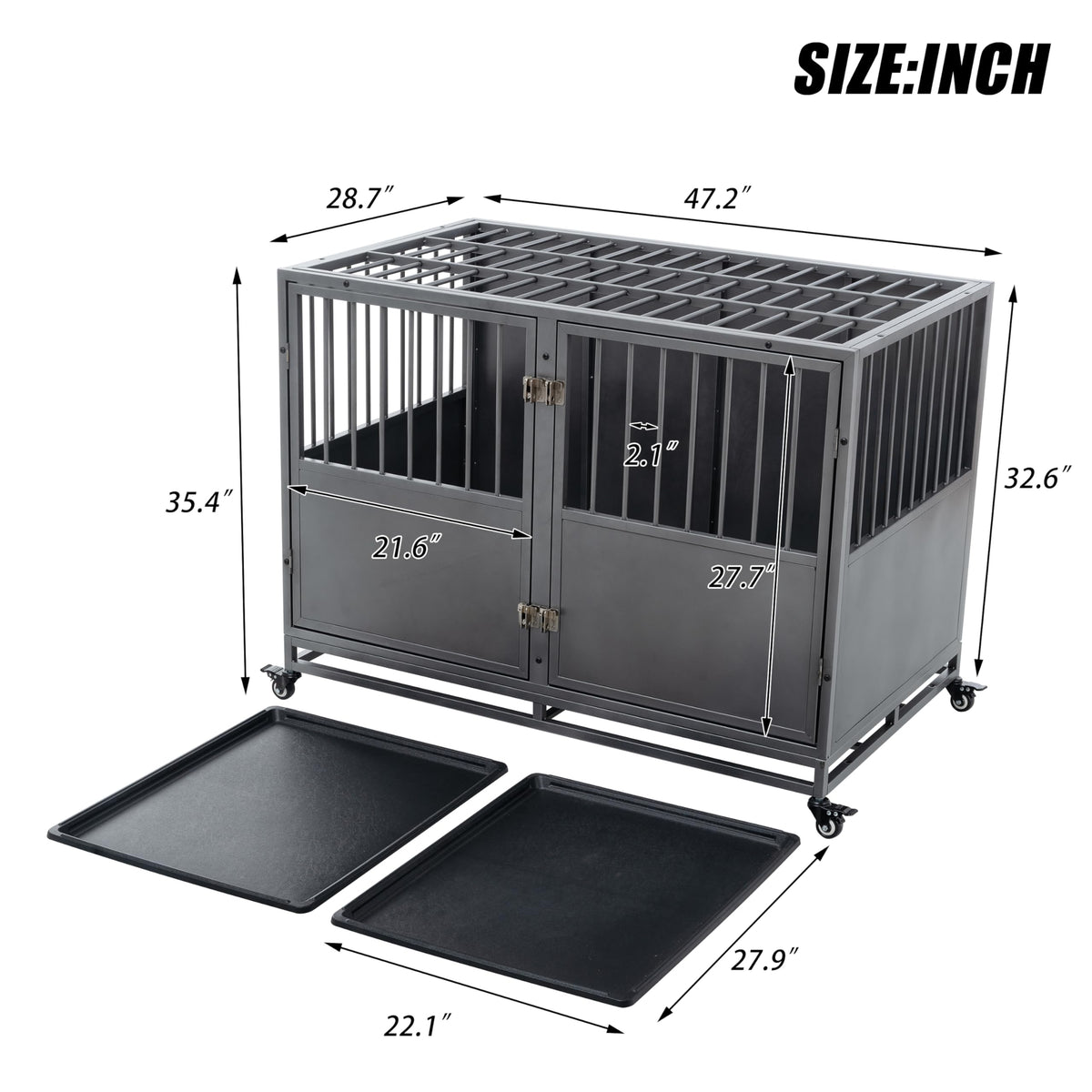 48 inch Heavy Duty Folding Metal Dog Cage with Divider Panel U28098