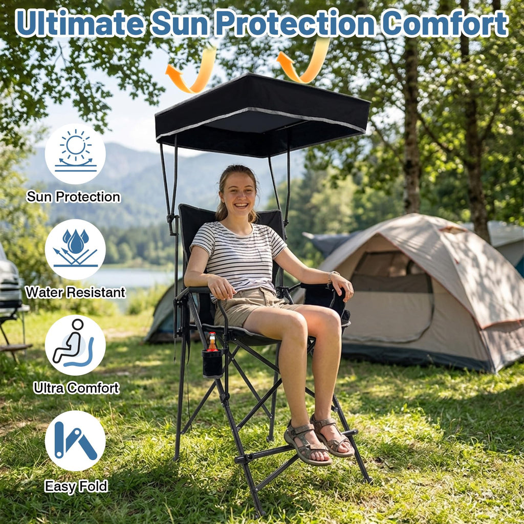 Oversized Folding Director Chair with Canopy and Footrest B4925