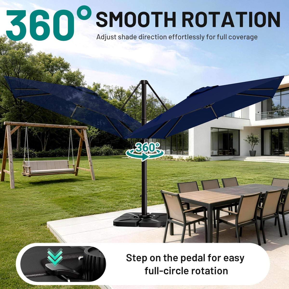 10 X 13 FT Cantilever Umbrella with 360-Degree Rotation I230157