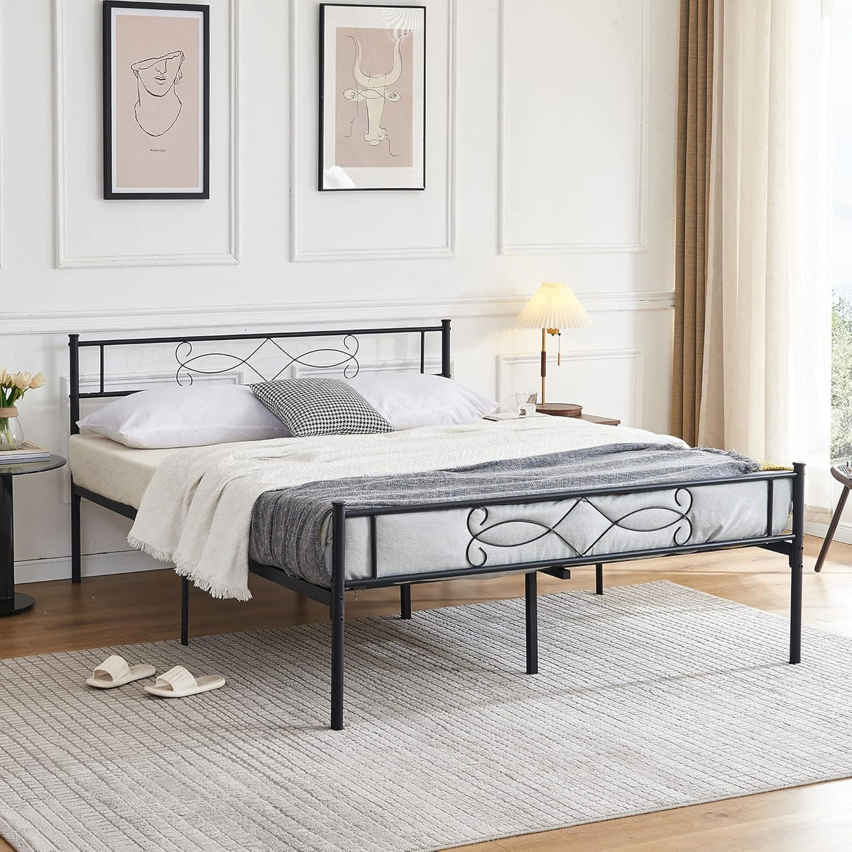 14" Full Size Metal Platform Bed Frame with Headboard N8414
