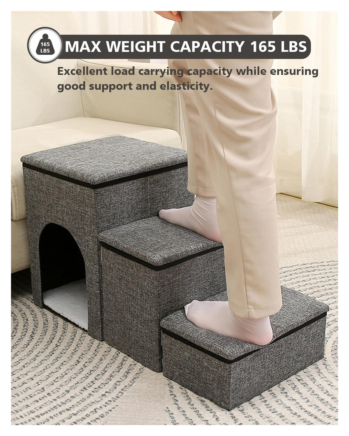 Folding Pet Stairs with Storage Box U426