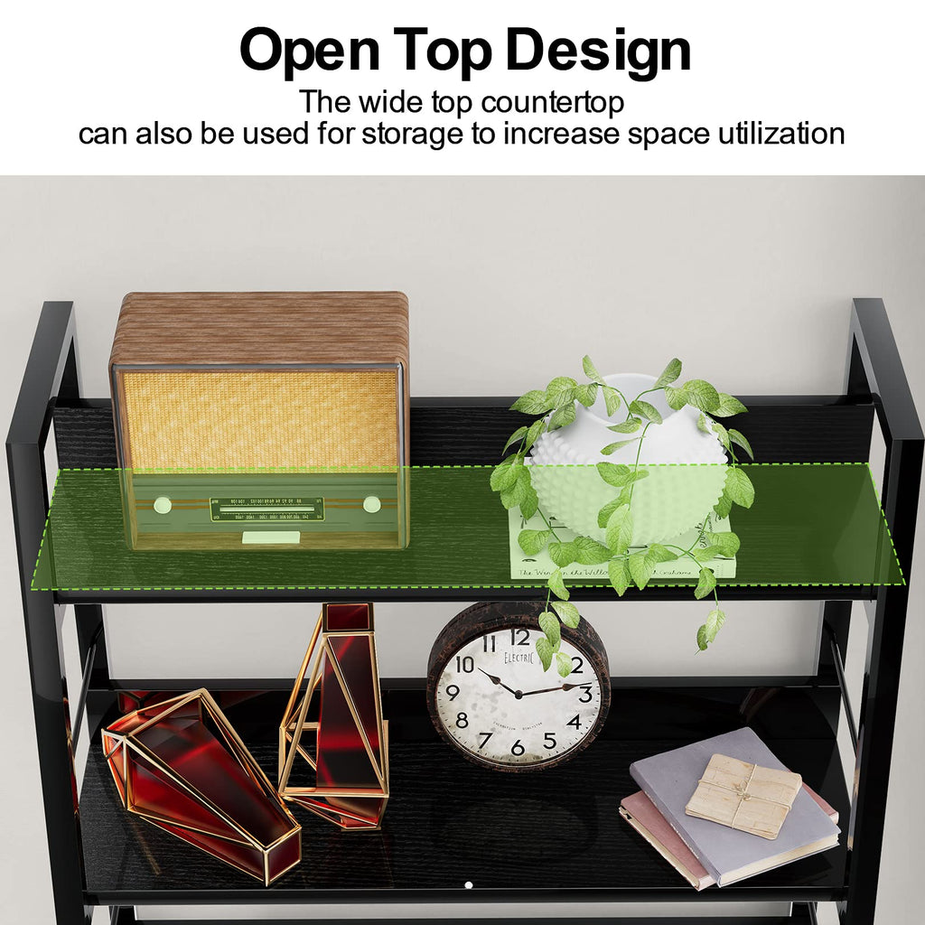 Black 5 Shelf Wood and Metal Bookshelf T628