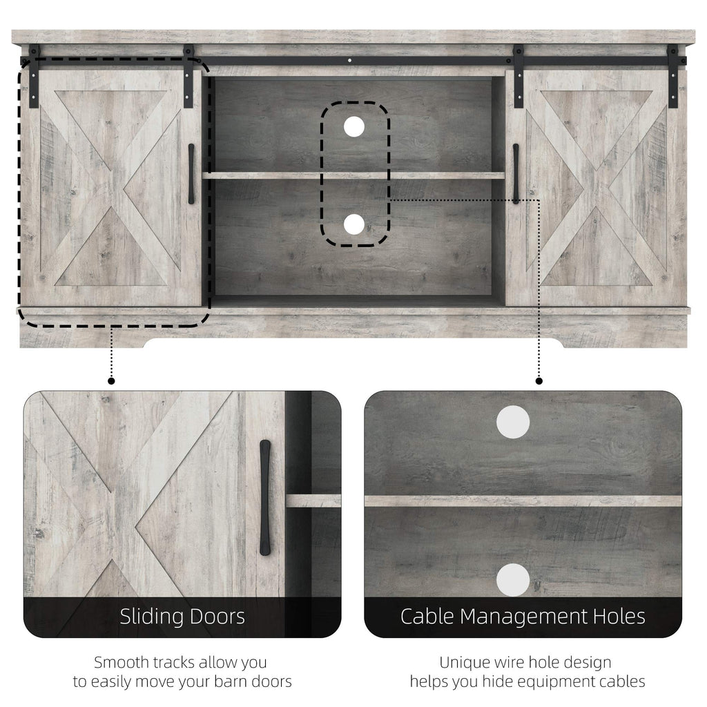 65 Inch Oak TV Stand with Storage Cabinet H53289
