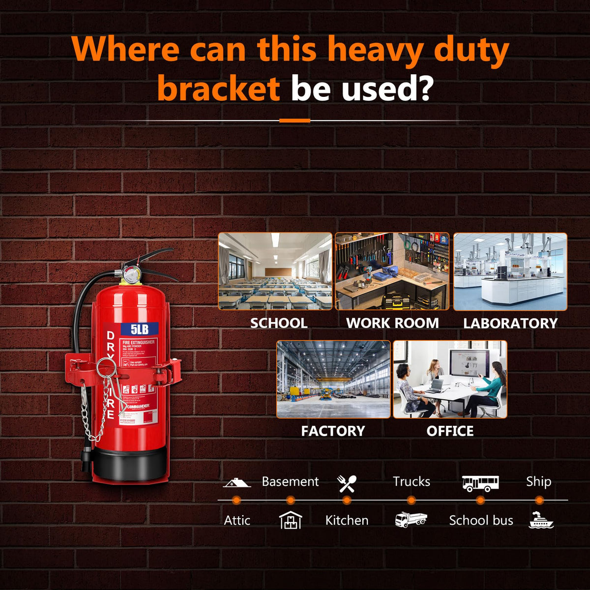 Heavy Duty Fire Extinguisher Brackets & Mounts Steel Red X443660