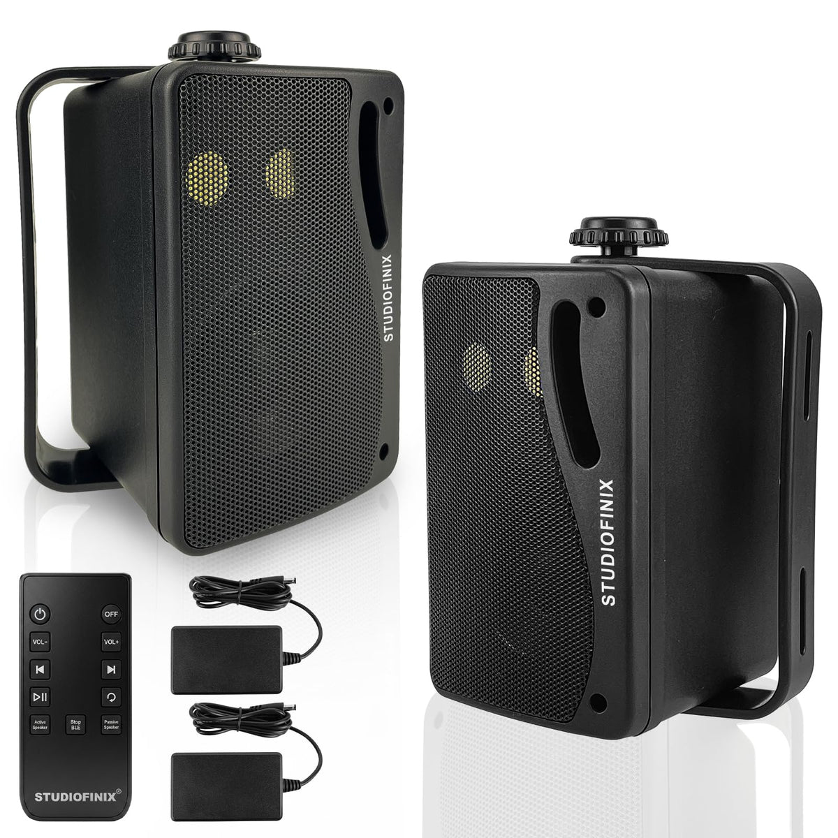 3.5 Inch Indoor Outdoor Wall Mounted Bluetooth Speakers, 200W 3-Way Waterproof, Black, 2 Pack G24400