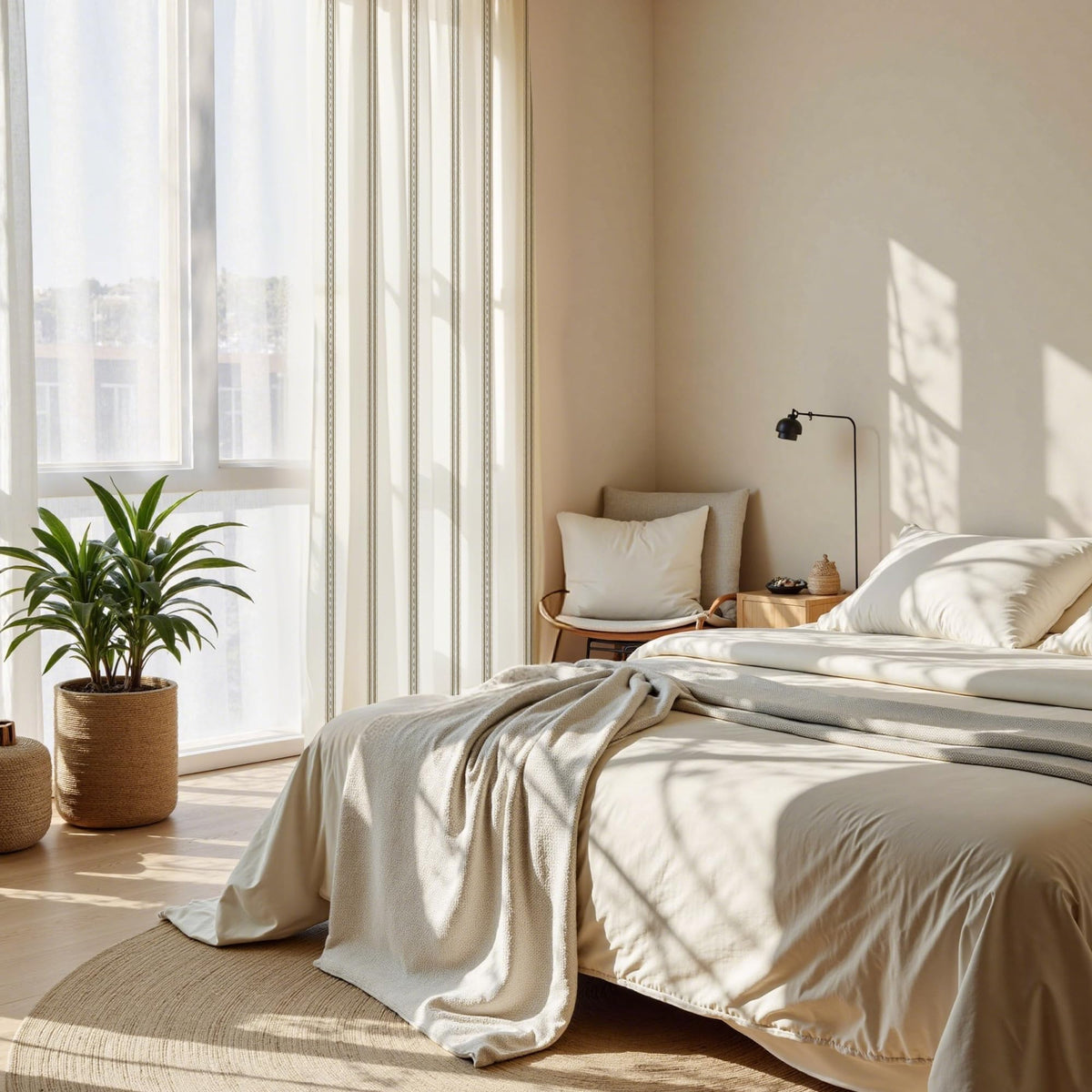Taupe & White Stripe Linen Curtains 52 x 84 Inch W741544