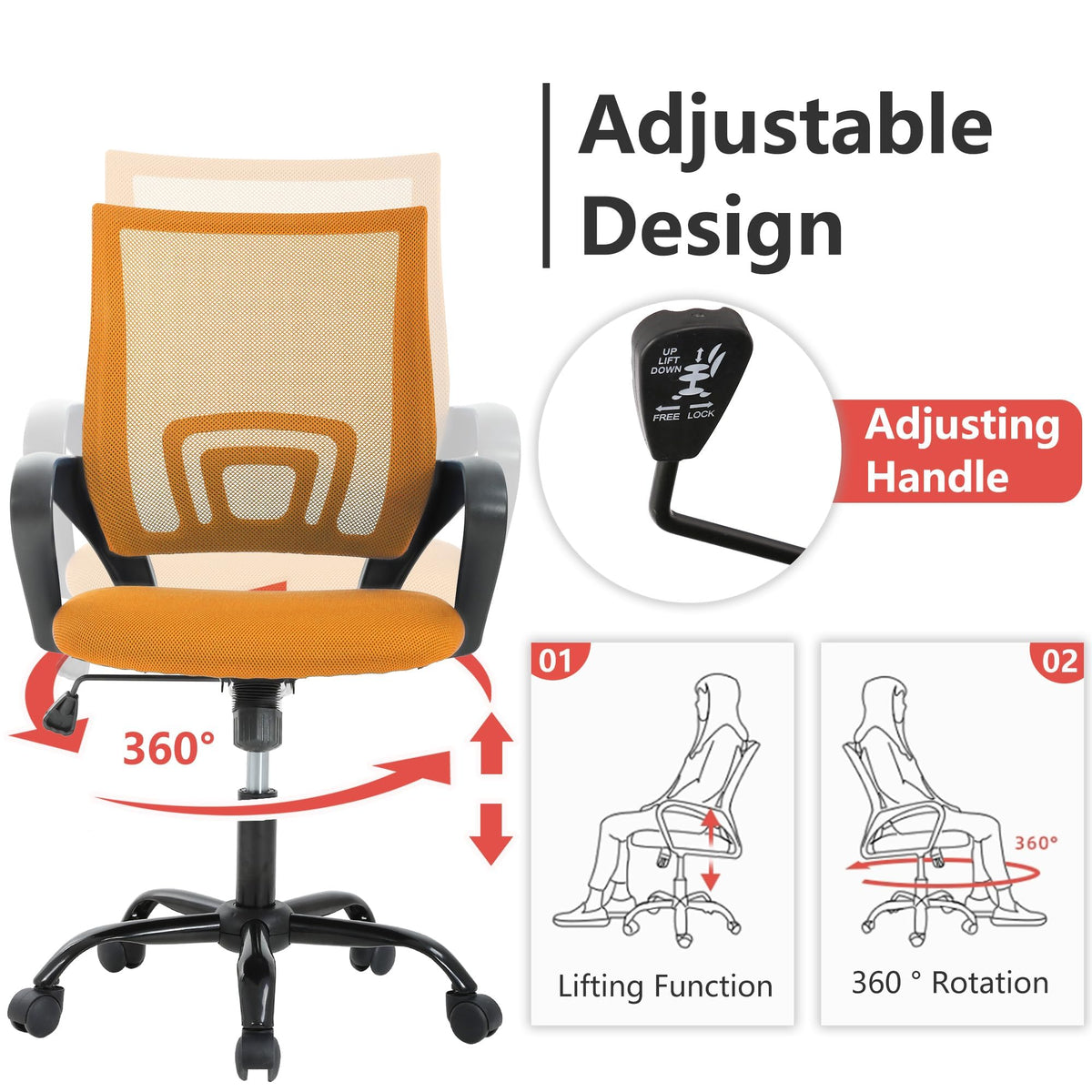 Orange Mesh Ergonomic Office Chair K559323