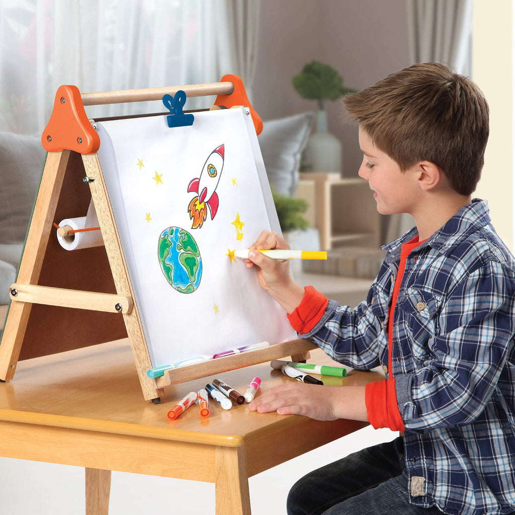 3-in-1 Tabletop Dry Erase Chalkboard Art Easel with Paper Roll N1521