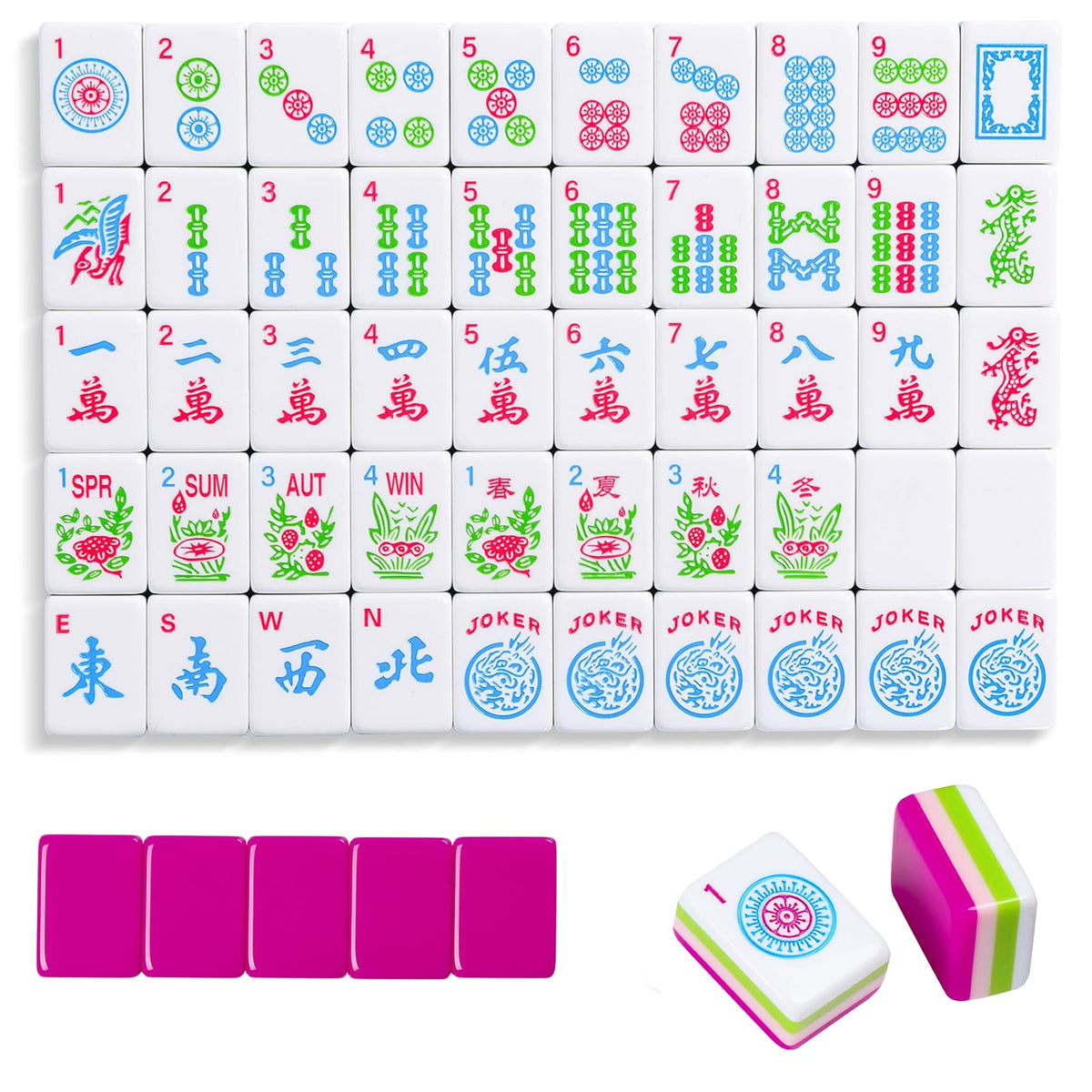 166 Acrylic Engraved Mahjong Tile Set with Carrying Bag W98331